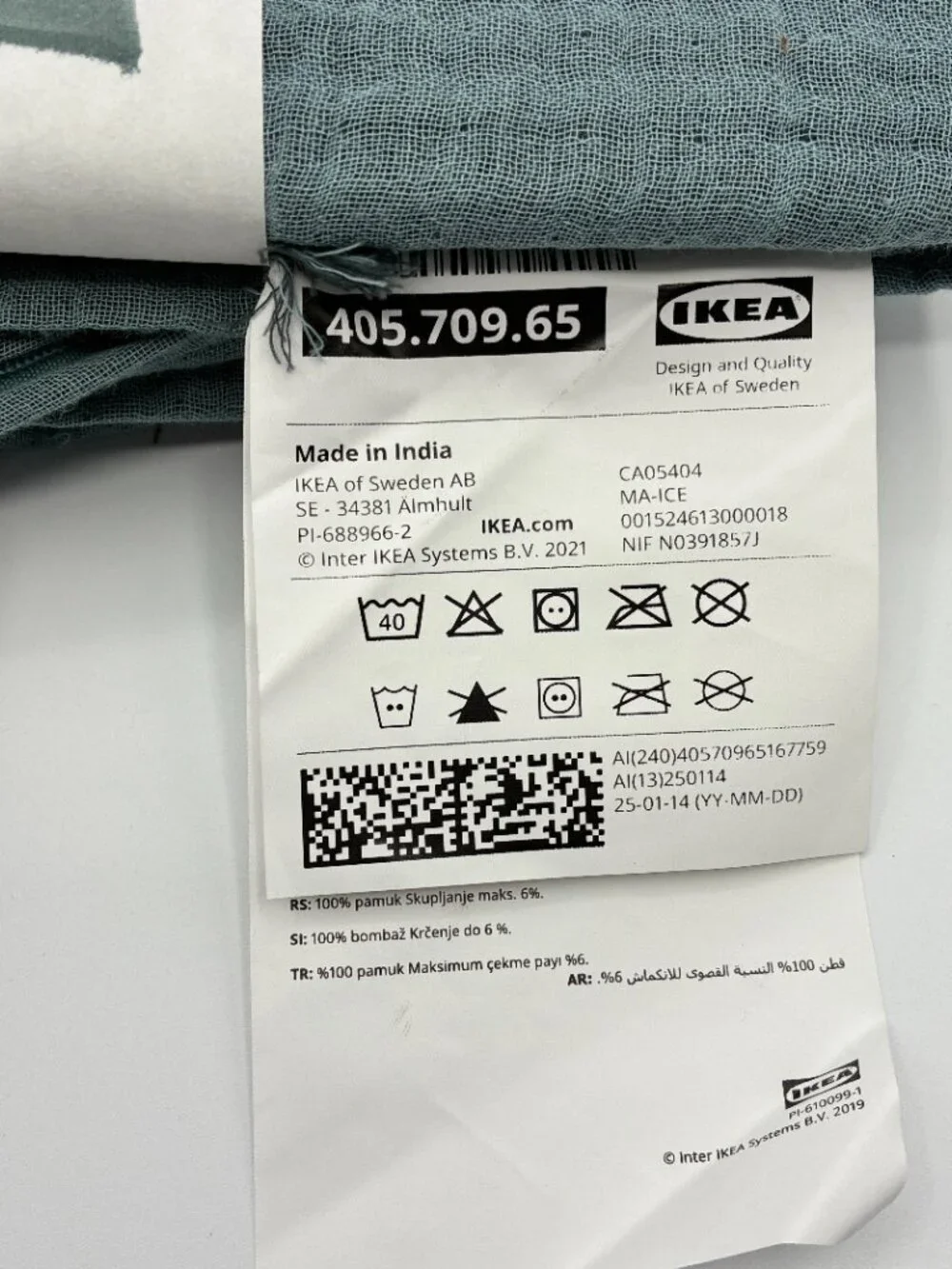 NEW Ikea Vallkrassing 20x20 Pillow Covers Lot of 2 Blue Cotton Gauze Fringe